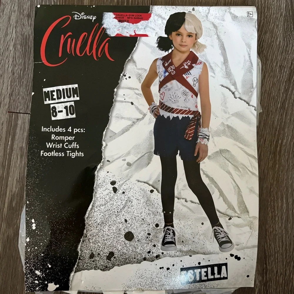 Disney Cruella Kids Costume - Black, White, Red
